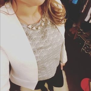 White topshop quilted texture fitted blazer